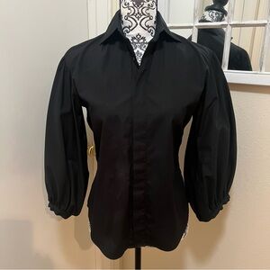 Ralph Lauren Puff Sleeve Black Button Down Shirt